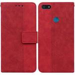 For Motorola Moto E6 Play Geometric Embossed Leather Phone Case(Red)