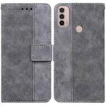 For Motorola Moto E20 / E30 / E40 Geometric Embossed Leather Phone Case(Grey)