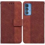 For Motorola Moto Edge 20 Pro Geometric Embossed Leather Phone Case(Brown)