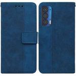 For Motorola Moto Edge 2021 Geometric Embossed Leather Phone Case(Blue)