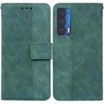 For Motorola Moto Edge 2021 Geometric Embossed Leather Phone Case(Green)