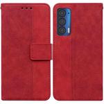 For Motorola Moto Edge 2021 Geometric Embossed Leather Phone Case(Red)