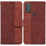 For Motorola Moto G Power 2022 Geometric Embossed Leather Phone Case(Brown)