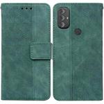 For Motorola Moto G Power 2022 Geometric Embossed Leather Phone Case(Green)