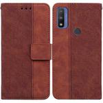 For Motorola Moto G Pure Geometric Embossed Leather Phone Case(Brown)
