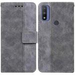 For Motorola Moto G Pure Geometric Embossed Leather Phone Case(Grey)