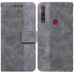 For Motorola Moto G8 Play / One Macro Geometric Embossed Leather Phone Case(Grey)