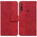 For Motorola Moto G8 Play / One Macro Geometric Embossed Leather Phone Case(Red)