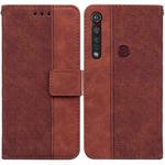 For Motorola Moto G8 Plus Geometric Embossed Leather Phone Case(Brown)
