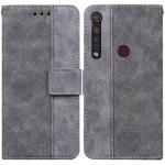 For Motorola Moto G8 Plus Geometric Embossed Leather Phone Case(Grey)