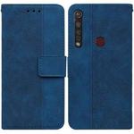 For Motorola Moto G8 Plus Geometric Embossed Leather Phone Case(Blue)