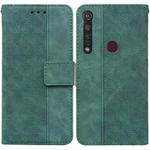 For Motorola Moto G8 Plus Geometric Embossed Leather Phone Case(Green)