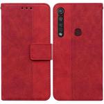 For Motorola Moto G8 Plus Geometric Embossed Leather Phone Case(Red)