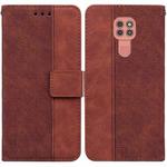 For Motorola Moto G9 Play / E7 Plus Geometric Embossed Leather Phone Case(Brown)