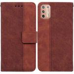 For Motorola Moto G9 Plus Geometric Embossed Leather Phone Case(Brown)