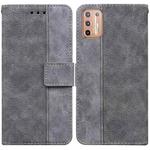 For Motorola Moto G9 Plus Geometric Embossed Leather Phone Case(Grey)