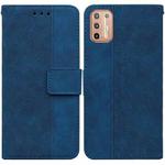 For Motorola Moto G9 Plus Geometric Embossed Leather Phone Case(Blue)