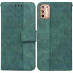 For Motorola Moto G9 Plus Geometric Embossed Leather Phone Case(Green)