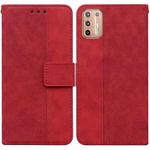 For Motorola Moto G9 Plus Geometric Embossed Leather Phone Case(Red)