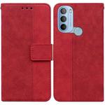 For Motorola Moto G31 4G with Fingerprint Brazil Version Geometric Embossed Leather Phone Case(Red)