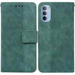 For Motorola Moto G51 Geometric Embossed Leather Phone Case(Green)