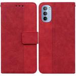 For Motorola Moto G51 Geometric Embossed Leather Phone Case(Red)