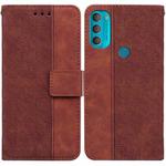 For Motorola Moto G71 Geometric Embossed Leather Phone Case(Brown)