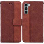For Motorola Moto G200 5G / Edge S30 Geometric Embossed Leather Phone Case(Brown)