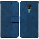 For Motorola Moto E7 Geometric Embossed Leather Phone Case(Blue)