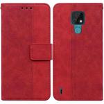 For Motorola Moto E7 Geometric Embossed Leather Phone Case(Red)