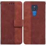 For Motorola Moto G Play 2021 Geometric Embossed Leather Phone Case(Brown)