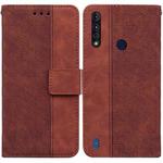For Motorola Moto G8 Power Lite Geometric Embossed Leather Phone Case(Brown)