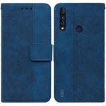 For Motorola Moto G8 Power Lite Geometric Embossed Leather Phone Case(Blue)