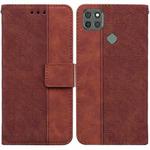 For Motorola Moto G9 Power Geometric Embossed Leather Phone Case(Brown)