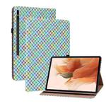 For Samsung Galaxy Tab S8 / Tab S7 Color Weave Texture Flip Leather Tablet Case with Holder(Rainbow)