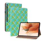 For Samsung Galaxy Tab S8 / Tab S7 Color Weave Texture Flip Leather Tablet Case with Holder(Green)