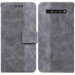 For LG K61 Geometric Embossed Leather Phone Case(Grey)