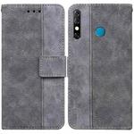 For Tecno Camon 12 / Spark 4 Geometric Embossed Leather Phone Case(Grey)