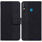 For Tecno Camon 12 / Spark 4 Geometric Embossed Leather Phone Case(Black)