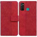 For Tecno Camon 15 Geometric Embossed Leather Phone Case(Red)