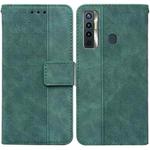 For Tecno Camon 17 Geometric Embossed Leather Phone Case(Green)