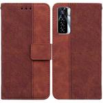 For Tecno Camon 17 Pro Geometric Embossed Leather Phone Case(Brown)