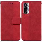 For Tecno Camon 17 Pro Geometric Embossed Leather Phone Case(Red)