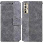 For Tecno Camon 17P Geometric Embossed Leather Phone Case(Grey)