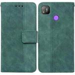 For Tecno Pop 4 Geometric Embossed Leather Phone Case(Green)