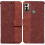 For Tecno Spark 7 Geometric Embossed Leather Phone Case(Brown)