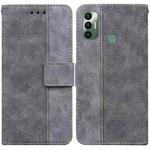 For Tecno Spark 7 Geometric Embossed Leather Phone Case(Grey)
