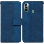 For Tecno Spark 7 Geometric Embossed Leather Phone Case(Blue)