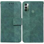 For Tecno Spark 7 Geometric Embossed Leather Phone Case(Green)