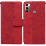For Tecno Spark 7 Geometric Embossed Leather Phone Case(Red)